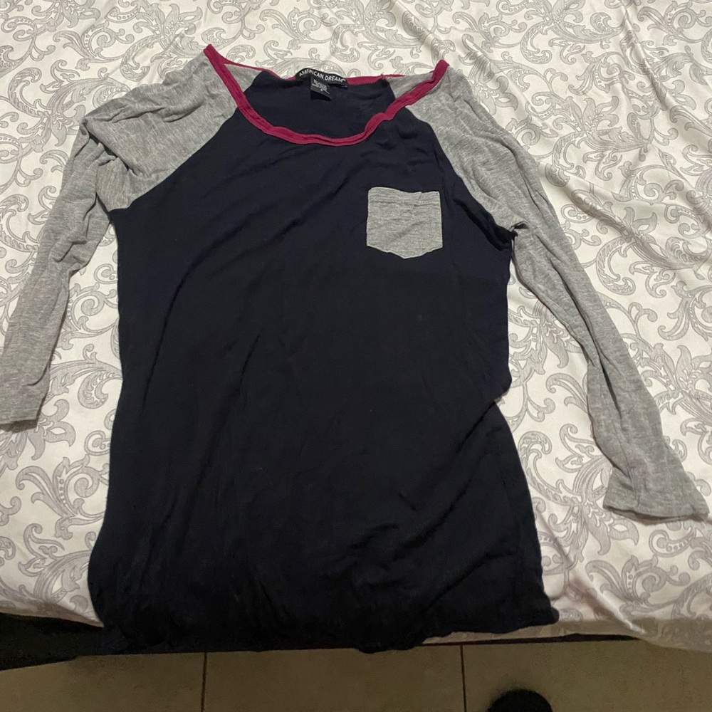 American dream 3/4 sleeve shirt black pink gray